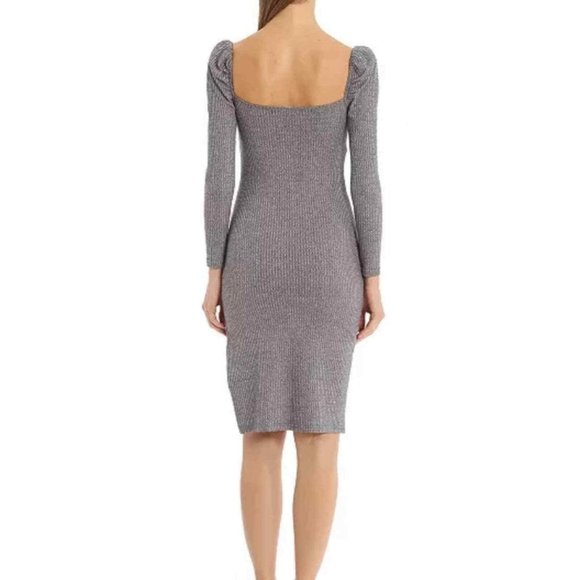 Avec Les Filles Rib Knit Prairie Dress - Size L - NEW - GREY - Picture 3 of 3